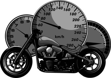 Hız ölçer vektör illüstrasyon tasarımlı özel motosiklet