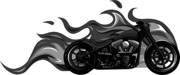 Moto personnalisée avec design vectoriel flammes illustration — Image vectorielle