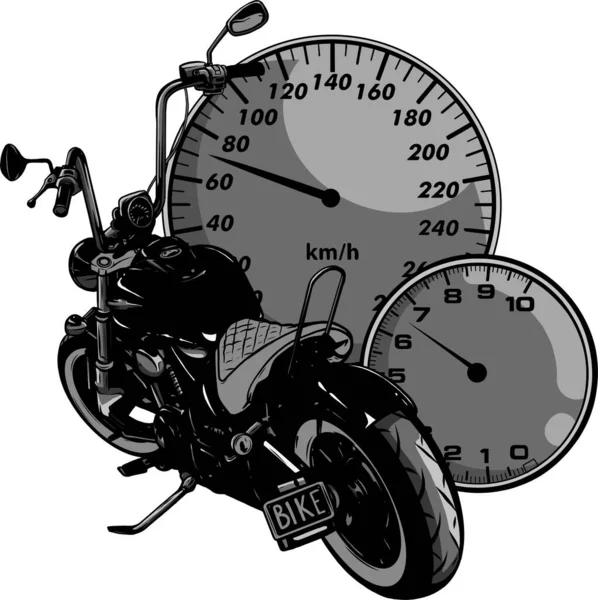 Motocicleta personalizada con diseño de ilustración de vectores velocímetro — Archivo Imágenes Vectoriales