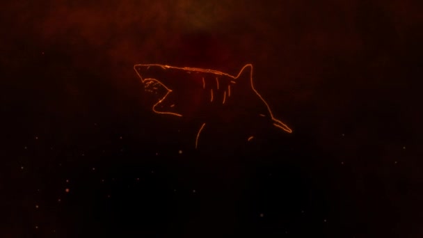 White shark digital neon video — Stock Video