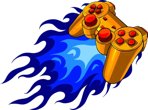 Joypad avec flammes pour illustration vectorielle de jeu — Image vectorielle