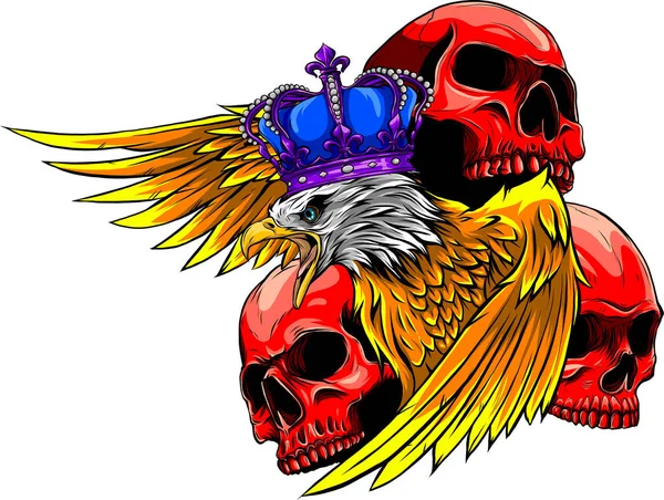Illustration vectorielle du roi Aigle et crânes — Image vectorielle