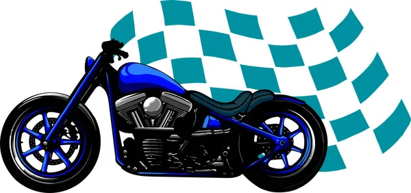 Vieux vélo de bobber noir vintage avec drapeau de course — Image vectorielle