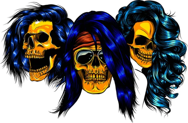 Vector ilustración de calaveras mujer diseño arte — Vector de stock