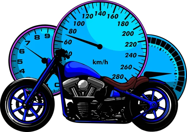 Motocicleta personalizada con diseño de ilustración de vectores velocímetro — Vector de stock