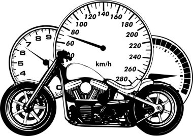 Hız ölçer vektör illüstrasyon tasarımlı özel motosiklet