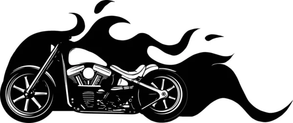 Silueta de la motocicleta personalizada con llamas vector ilustración diseño — Archivo Imágenes Vectoriales