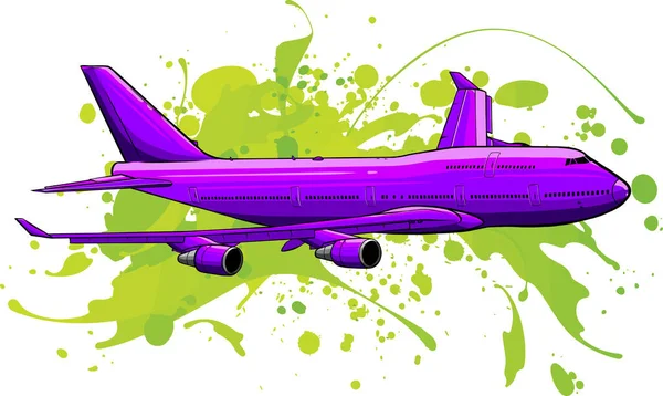 Vektor illusztráció művészet színes repülőgép repülő — Stock Vector