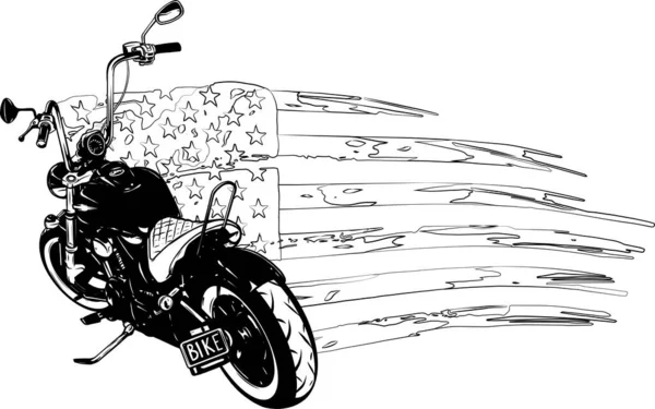 Moto chopper avec illustration vectorielle drapeau américain — Image vectorielle