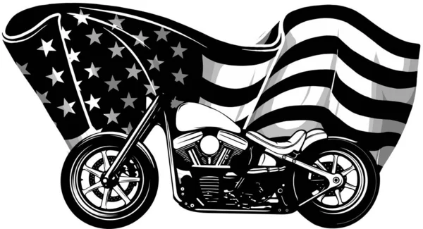 Motocicleta helicóptero com bandeira americana vetor ilustração —  Vetores de Stock
