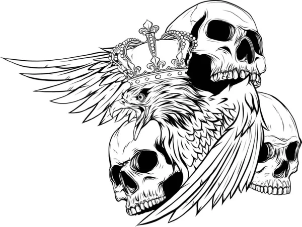 イーグル王と頭蓋骨のベクトル図 — ストックベクタ