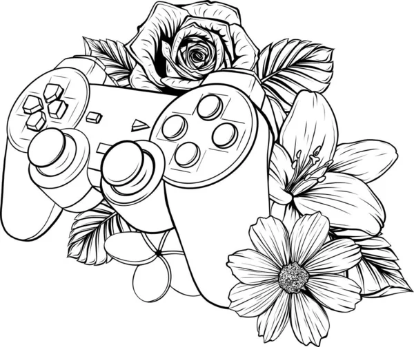ゲームベクトル用の花のゲームパッド — ストックベクタ
