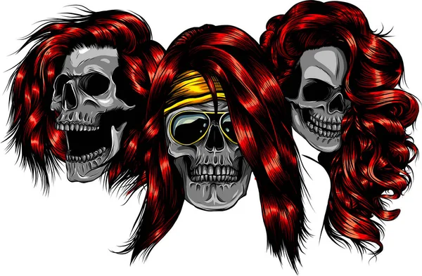 Vector illustration of woman skulls design art — Stock Vector