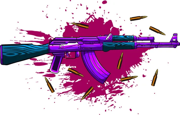 Ilustração vetorial de Ak-47, balas e sangue —  Vetores de Stock