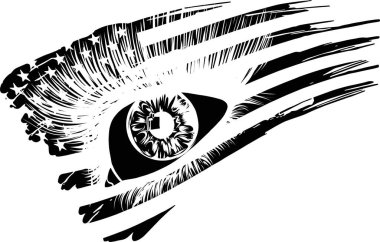 Amerika bayrağının güzel bir kadın gözündeki yansıması