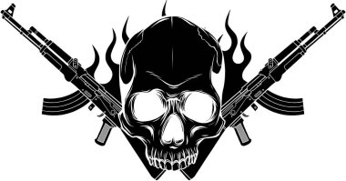 Kalaşnikof AK-47 makineli tüfekli Kurukafa vektörü.