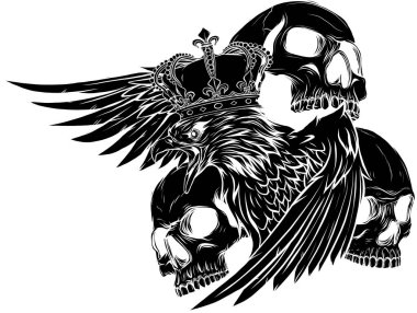 Kral Kartal ve Kafataslarının vektör çizimi