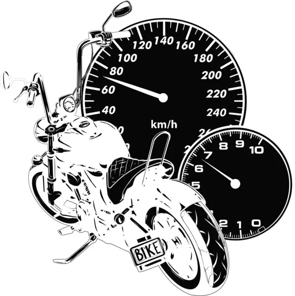 Silueta motocicleta personalizada con ilustración vectorial velocímetro — Archivo Imágenes Vectoriales