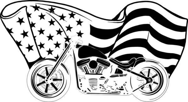 Helikopter motorcykel med amerikansk flagga vektor illustration — Stock vektor