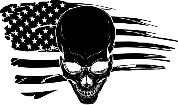 Amerikan bayrağıyla kafatasının vektör çizimi