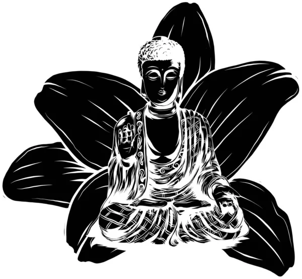 Buddha sitting on a lotus background vector illustartion — Stock Vector