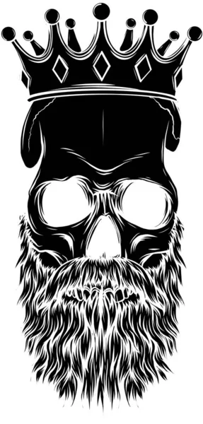 Ilustracja wektora królewskiej czaszki z brodą — Wektor stockowy