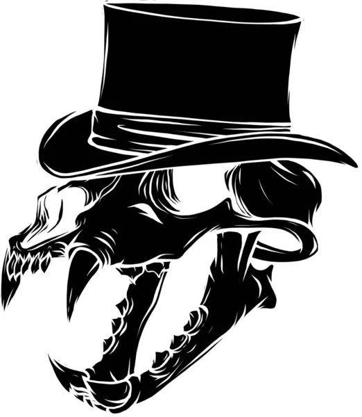 Vector ilustración de cráneo de tigre con sombrero — Vector de stock