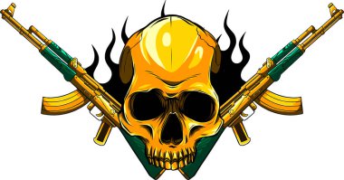 Kalaşnikof AK-47 makineli tüfekli Kurukafa vektörü.