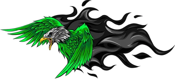 Wektorowa ilustracja orła z projektem płomieni — Wektor stockowy