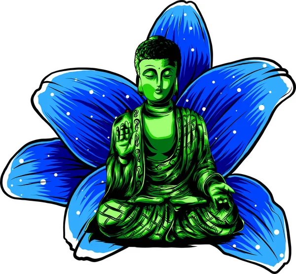 Buddha sitting on a lotus background vector illustartion — Stock Vector