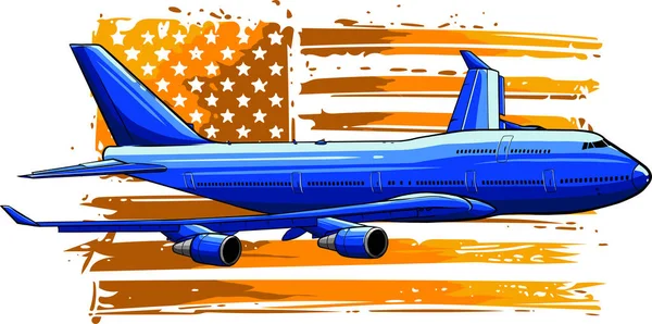Amerikan bayrağı taşıyan uçağın vektör illüstrasyonu — Stok Vektör