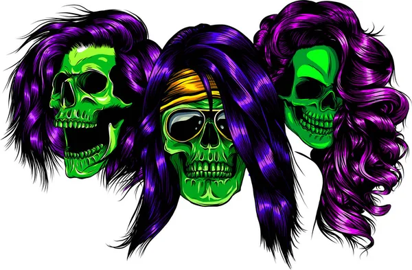 Illustration vectorielle de crânes de femme design art — Image vectorielle