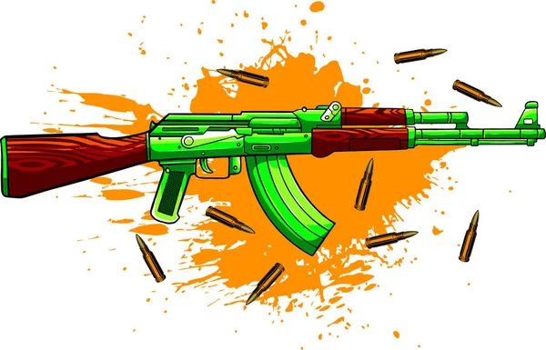 Ilustração vetorial de Ak-47, balas e sangue —  Vetores de Stock