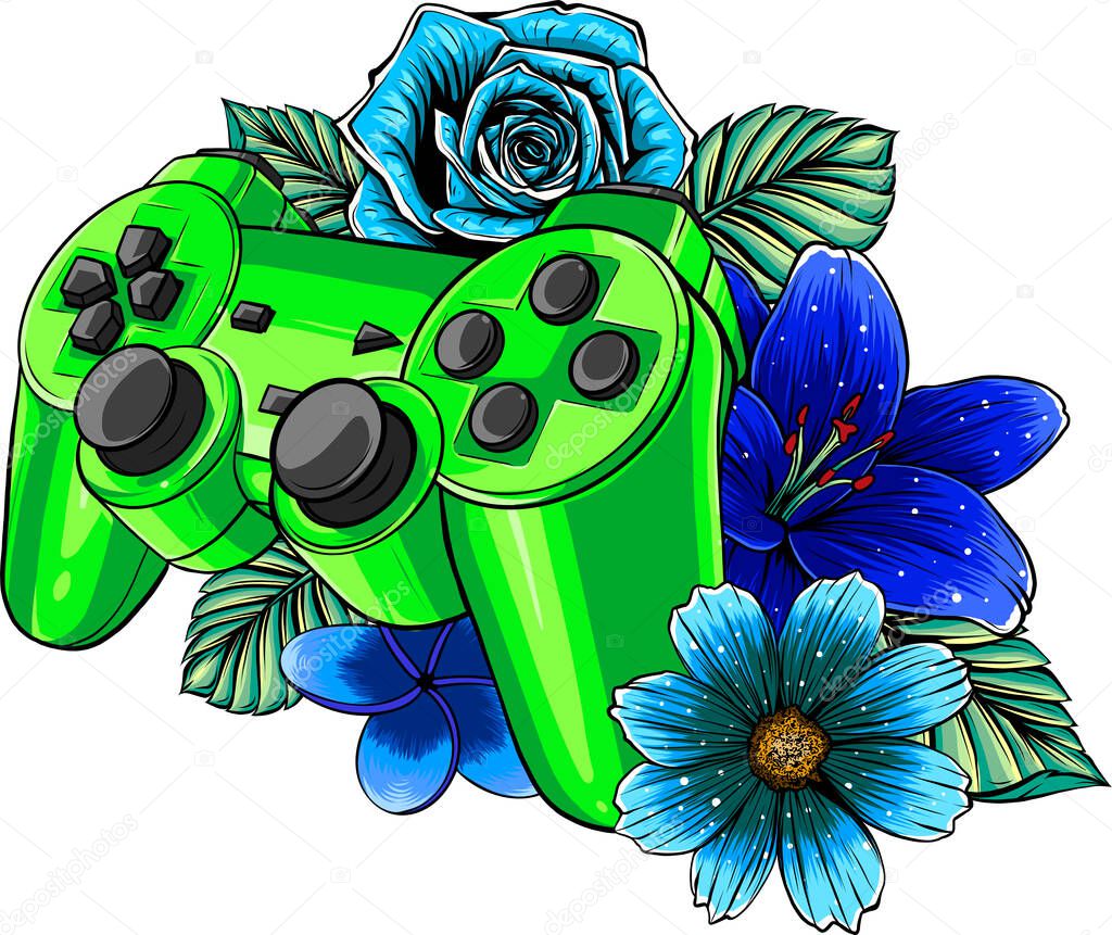 game pad with a flower for gaming vector