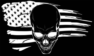 Amerikan bayrağıyla kafatasının vektör çizimi