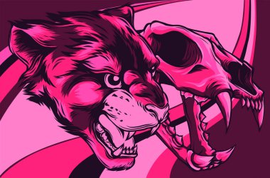 Kafatası Vektörü illüstrasyonlu Panter Başı