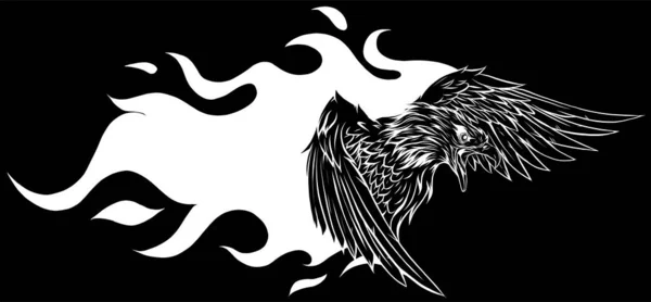 Διανυσματική απεικόνιση του αετού με φλόγες σχεδιασμό — Διανυσματικό Αρχείο