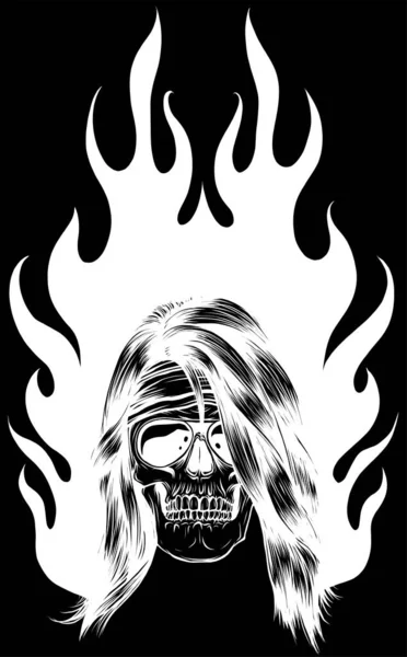 Totenkopf in Flammen mit Flammen Vektor Illustration — Stockvektor