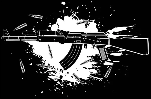 Illustration vectorielle de Ak-47, balles et sang — Image vectorielle