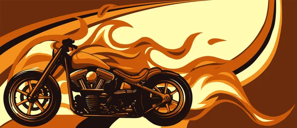 Vlastní motocykl s plameny vektorové ilustrační design — Stockový vektor