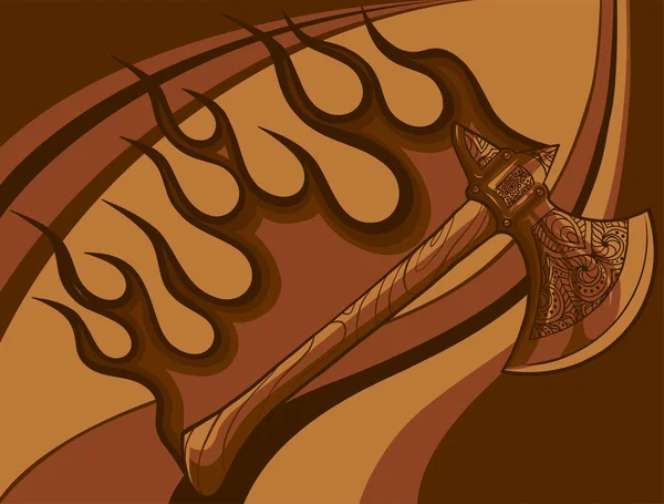 Illustration de hache avec des flammes en fond blanc — Image vectorielle