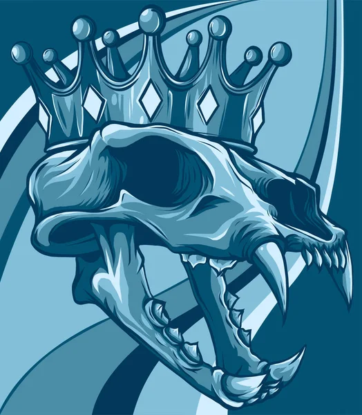왕관 벡터 일러스트 디자인의 호랑이 두개골 — 스톡 벡터