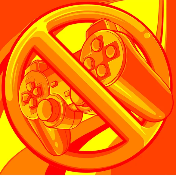 Simbolo del divieto Illustrazione vettoriale del controller di gioco — Vettoriale Stock