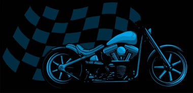 Yarış bayrağı taşıyan eski model siyah bir bisiklet.