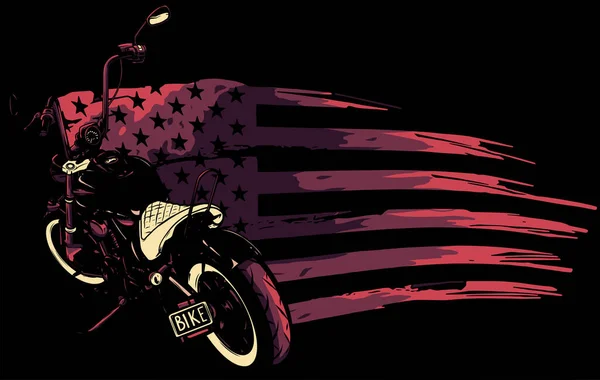 Motocicleta helicóptero com bandeira americana vetor ilustração — Vetor de Stock
