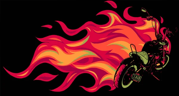 Niestandardowy motocykl z płomieniami wektor ilustracji projektu — Wektor stockowy
