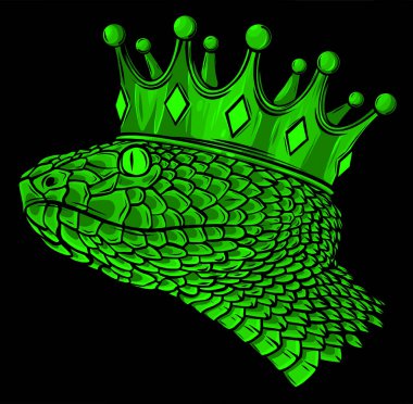 Yılan Tacı: Siyah arkaplan tasarımı Vektör illüstrasyonu