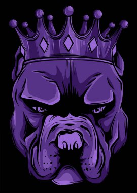 Vector illustration Angry pitbull head with crown vector