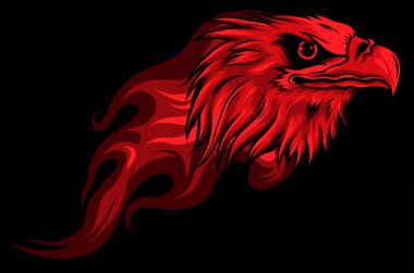 İllüstrasyon Kartal Başı Alev Vektörü Tasarımı