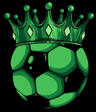 Futbol topu vektör illüstrasyonunda altın taç
